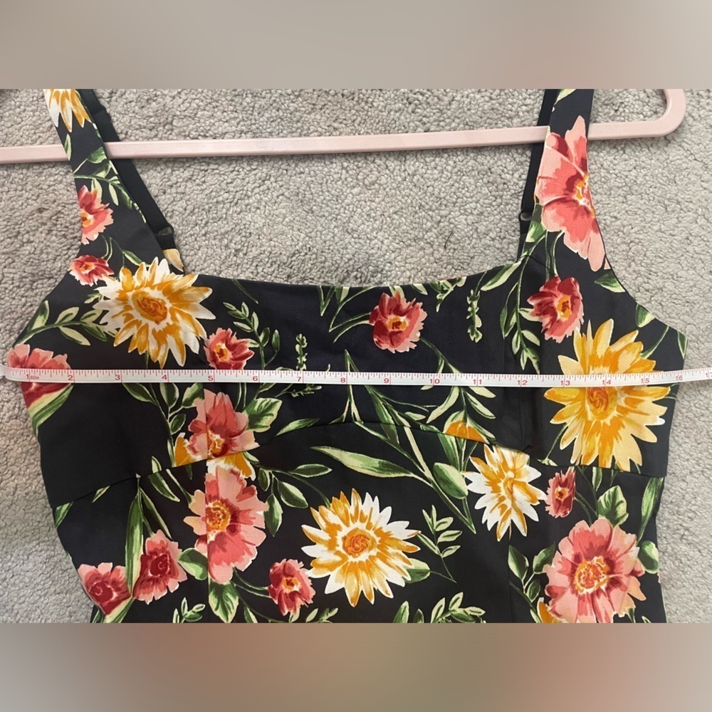 NWT Olivaceous Floral Cotton Mini Dress, Size Large. Cocktail, wedding, 90s - Picture 6 of 8